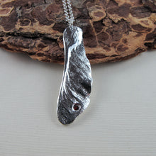 Load image into Gallery viewer, Extra large maple seed pod necklace with Garnet from Victoria, BC - Swallow Jewellery