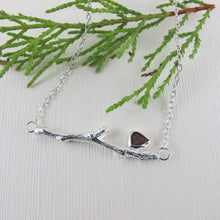 Load image into Gallery viewer, Twig imprinted necklace with sea glass from Victoria, BC - Swallow Jewellery