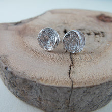 Load image into Gallery viewer, Driftwood imprinted earring studs from Mystic Beach, Vancouver Island - Swallow Jewellery