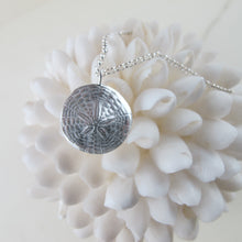 Load image into Gallery viewer, Sand dollar imprinted long necklace from Miracle Beach, Vancouver Island - Swallow Jewellery