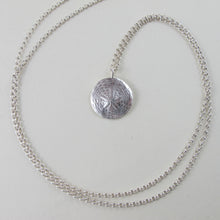 Load image into Gallery viewer, Sand dollar imprinted long necklace from Miracle Beach, Vancouver Island - Swallow Jewellery