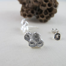 Load image into Gallery viewer, Honeycomb imprinted earring studs from Qualicum Falls, Vancouver Island - Swallow Jewellery