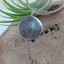 Load image into Gallery viewer, Sand dollar imprinted long necklace from Miracle Beach, Vancouver Island - Swallow Jewellery