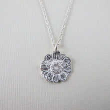 Load image into Gallery viewer, Mini daisy imprinted necklace from Victoria, BC - Swallow Jewellery