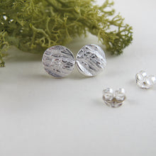 Load image into Gallery viewer, Douglas Fir tree bark imprinted earring studs from Victoria, BC - Swallow Jewellery