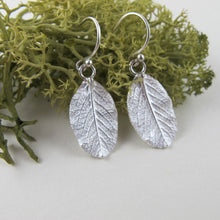 Load image into Gallery viewer, Wild rose leaf imprinted dangle earrings from Victoria - Swallow Jewellery