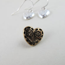 Load image into Gallery viewer, Vintage heart button imprinted earrings - Swallow Jewellery