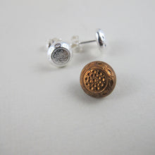 Load image into Gallery viewer, 1920's vintage button imprinted earring studs - Swallow Jewellery