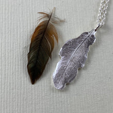 Load image into Gallery viewer, Hummingbird feather imprinted necklace from Gabriola Island, BC - Swallow Jewellery