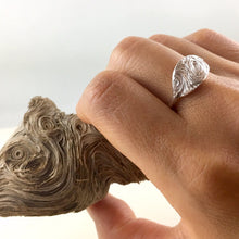 Load image into Gallery viewer, Driftwood imprinted ring from Mystic Beach, Vancouver Island - Swallow Jewellery