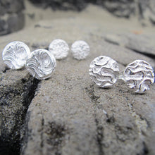 Load image into Gallery viewer, Driftwood imprinted earring studs from Mystic Beach, Vancouver Island - Swallow Jewellery