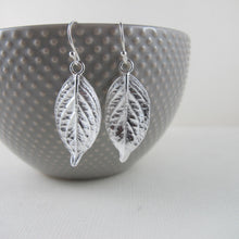 Load image into Gallery viewer, Hydrangea leaf imprinted dangle earrings from Victoria, BC - Swallow Jewellery