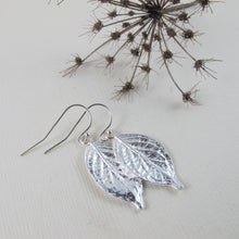 Load image into Gallery viewer, Hydrangea leaf imprinted dangle earrings from Victoria, BC - Swallow Jewellery