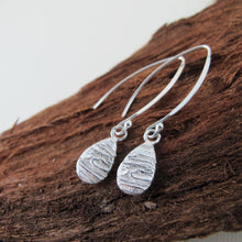 Load image into Gallery viewer, Arbutus bark imprinted dangle earrings from Galiano Island, BC - Swallow Jewellery