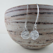 Load image into Gallery viewer, Arbutus bark imprinted dangle earrings from Galiano Island, BC - Swallow Jewellery