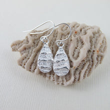 Load image into Gallery viewer, Port Renfrew coral imprinted dangle earrings from Vancouver Island - Swallow Jewellery