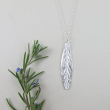 Load image into Gallery viewer, Willow leaf imprinted long necklace from Galiano Island, BC - Swallow Jewellery