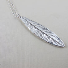 Load image into Gallery viewer, Willow leaf imprinted long necklace from Galiano Island, BC - Swallow Jewellery