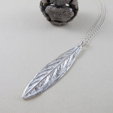 Load image into Gallery viewer, Willow leaf imprinted long necklace from Galiano Island, BC - Swallow Jewellery