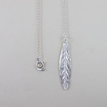 Load image into Gallery viewer, Willow leaf imprinted long necklace from Galiano Island, BC - Swallow Jewellery