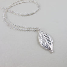 Load image into Gallery viewer, Hydrangea leaf imprinted long necklace from Victoria, BC - Swallow Jewellery