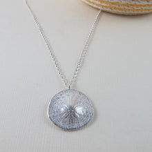 Load image into Gallery viewer, Middle beach sand dollar imprinted long necklace from Tofino, Vancouver Island - Swallow Jewellery