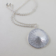Load image into Gallery viewer, Middle beach sand dollar imprinted long necklace from Tofino, Vancouver Island - Swallow Jewellery