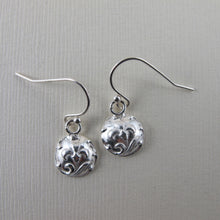 Load image into Gallery viewer, Vintage iris button imprinted dangle earrings - Swallow Jewellery