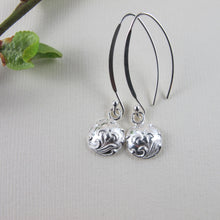 Load image into Gallery viewer, Vintage iris button imprinted dangle earrings - Swallow Jewellery