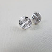 Load image into Gallery viewer, Coastal Red Cedar bark imprint earring studs from Victoria, BC - Swallow Jewellery