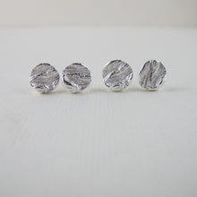 Load image into Gallery viewer, Coastal Red Cedar bark imprint earring studs from Victoria, BC - Swallow Jewellery