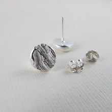 Load image into Gallery viewer, Coastal Red Cedar bark imprint earring studs from Victoria, BC - Swallow Jewellery