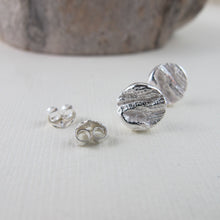Load image into Gallery viewer, Coastal Red Cedar bark imprint earring studs from Victoria, BC - Swallow Jewellery