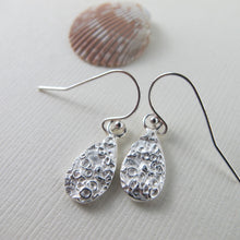 Load image into Gallery viewer, Barnacle imprinted dangle earrings from Kin Beach, Vancouver Island - Swallow Jewellery