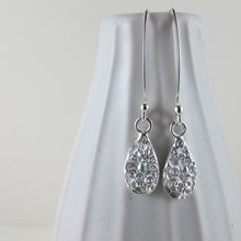 Load image into Gallery viewer, Barnacle imprinted dangle earrings from Kin Beach, Vancouver Island - Swallow Jewellery