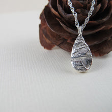 Load image into Gallery viewer, Douglas Fir tree bark imprinted short necklace from Victoria, BC - Swallow Jewellery