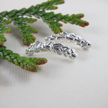 Load image into Gallery viewer, Cedar leaf imprinted ear climbers from Victoria, BC - Swallow Jewellery