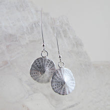 Load image into Gallery viewer, Sand dollar imprinted dangle earrings from Parksville, Vancouver Island - Swallow Jewellery