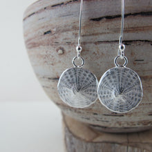 Load image into Gallery viewer, Sand dollar imprinted dangle earrings from Parksville, Vancouver Island - Swallow Jewellery
