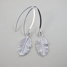 Load image into Gallery viewer, Wild rose leaf imprinted dangle earrings from Victoria - Swallow Jewellery