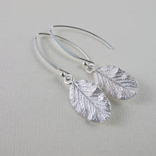 Load image into Gallery viewer, Wild rose leaf imprinted dangle earrings from Victoria - Swallow Jewellery