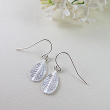 Load image into Gallery viewer, Mini wild rose leaf imprinted dangle earrings from Victoria - Swallow Jewellery