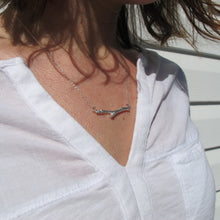 Load image into Gallery viewer, Twig imprinted bar necklace from Victoria, BC - Swallow Jewellery