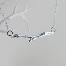Load image into Gallery viewer, Twig imprinted bar necklace from Victoria, BC - Swallow Jewellery