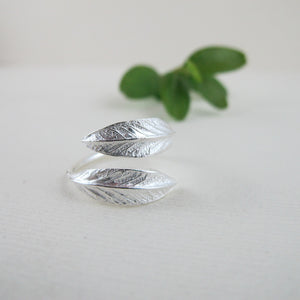 Osoberry leaf imprinted ring from Burgoyne Bay, Saltspring Island - Swallow Jewellery