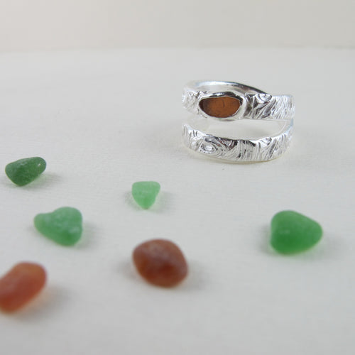 Semi-custom wrap ring with sea glass - Swallow Jewellery