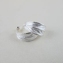 Load image into Gallery viewer, Willow leaf imprinted hoop earrings from Galiano Island, BC - Swallow Jewellery