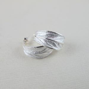 Willow leaf imprinted hoop earrings from Galiano Island, BC - Swallow Jewellery