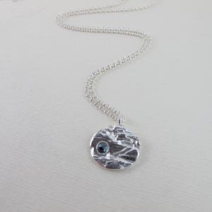 Cedar bark imprinted necklace with stone from Malcom Island, BC - Swallow Jewellery