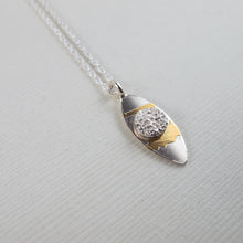 Load image into Gallery viewer, &quot;Surfboard&quot; necklace with Tofino coral x gold - Swallow Jewellery